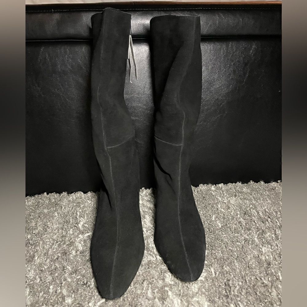 NWT Zara Cowboy Split Leather Heeled Boots - Picture 3 of 10